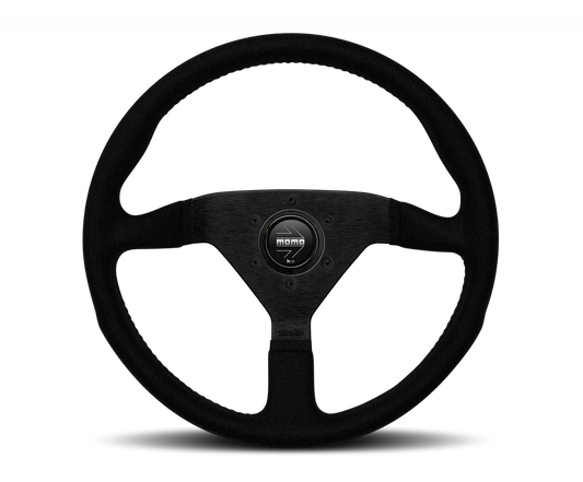 MOMO 3-Spoke Monte Carlo Series Alcantara Leather Steering Wheel with Black Stitch MCL35AL1B